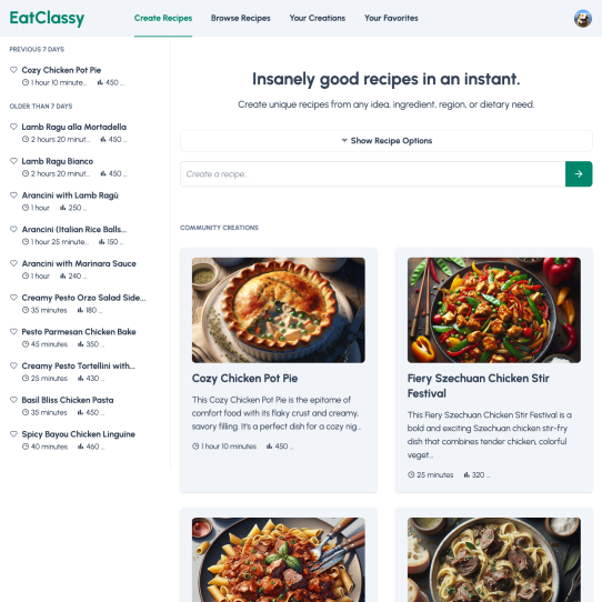 EatClassy web project preview